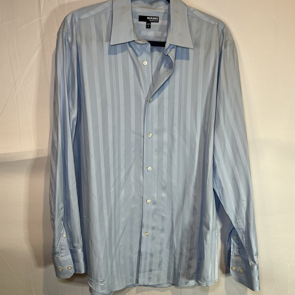 Murano Liquid Luxury Light Blue Men's Size Large Long Sleeve Button Up Shirt